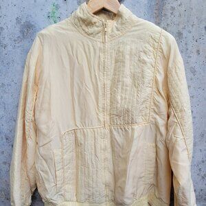 Butter Yellow Vintage Bomber Jacket 100% Silk Outer Hunt Club Sz M
